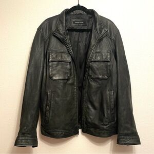 Wilson’s Olive Black Leather Racer Moto Jacket Nearly-New Men’s Large